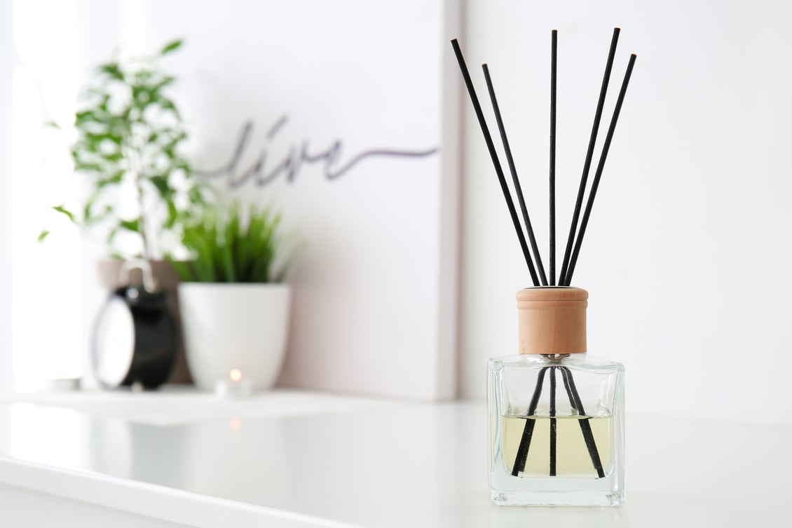 Reed Diffuser Placed on a White Surface